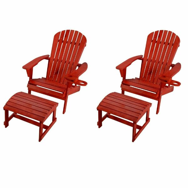 Bold Fontier 6 in. Earth Adirondack Backyard Chair with Phone & Cup Holder, Red BO3275345